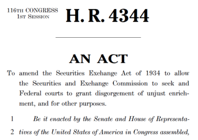 House Bill on SEC disgorgement