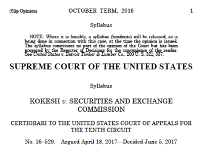SEC disgorgement - US Supreme Court