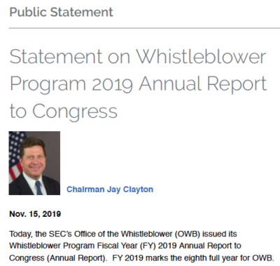 Statement on Whistleblower program 2019