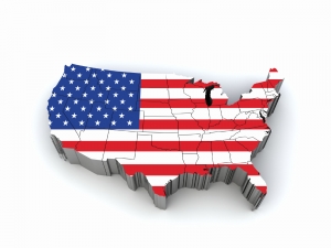 America with flag overlay