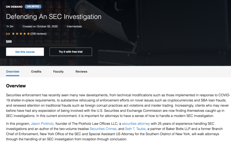 Defending an SEC Investigation video