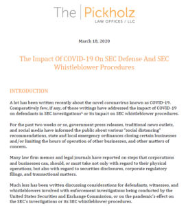 pickholzlaw SEC whistleblower procedures