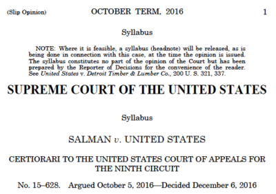 Salman insider trading case (US Supreme Court)