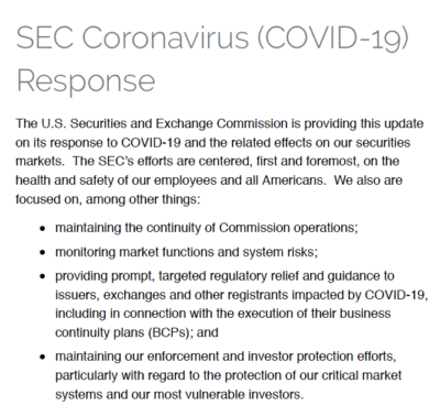 SEC coronavirus response