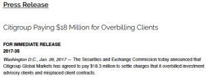 SEC Release Citigroup
