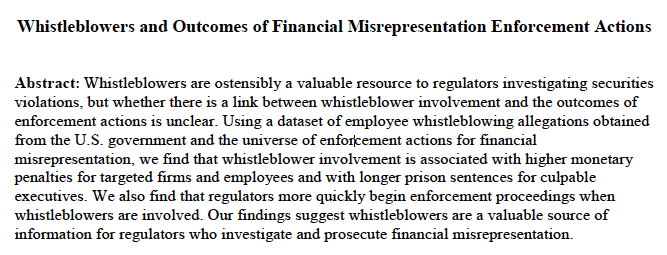 Whistleblowers and outcomes of financial misrepresentation enforcement actions